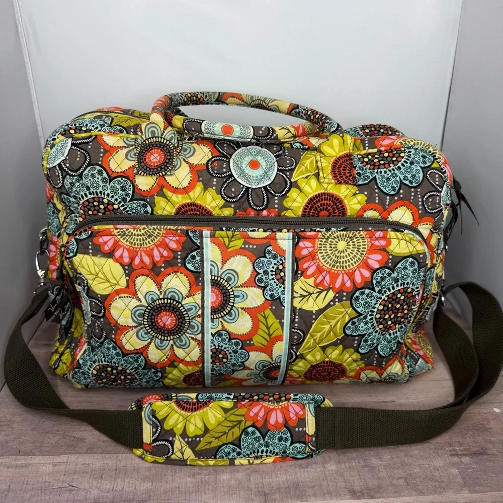 Vera Bradley Weekender Carry On Duffle Bag Flower Shower w/ Shoulder Strap - Picture 2 of 12